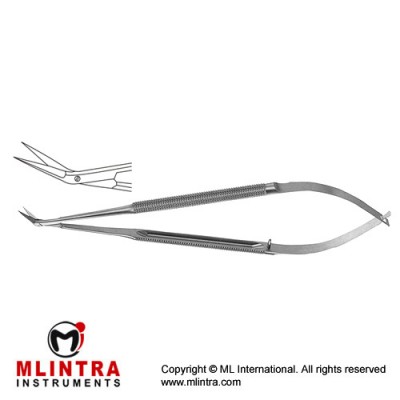 Micro Vascular Scissors Round Handle - Fine Blades - Angled 25° Stainless Steel, 16.5 cm - 6 1/2"